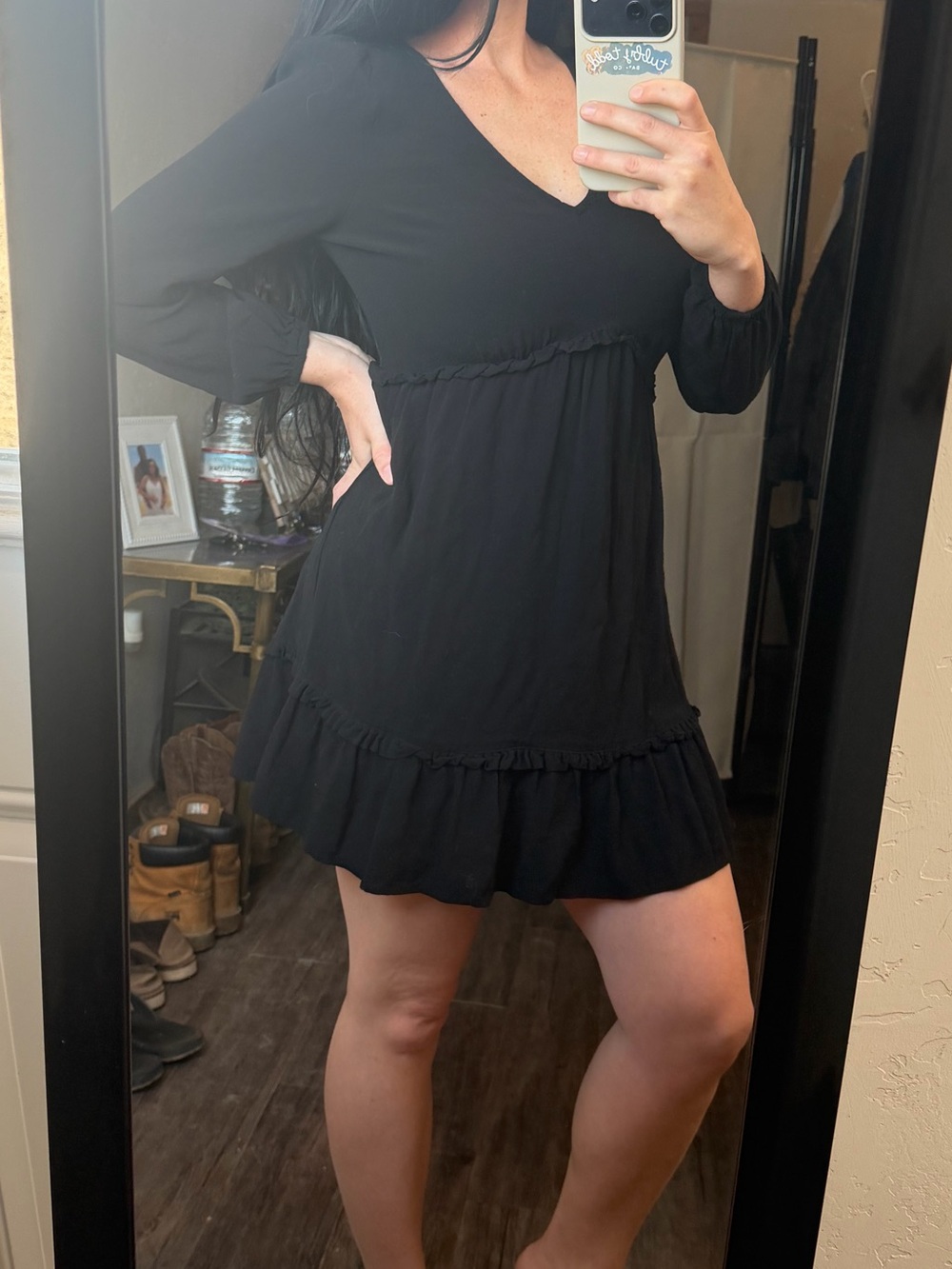 LOFT Black Long Sleeve Dress